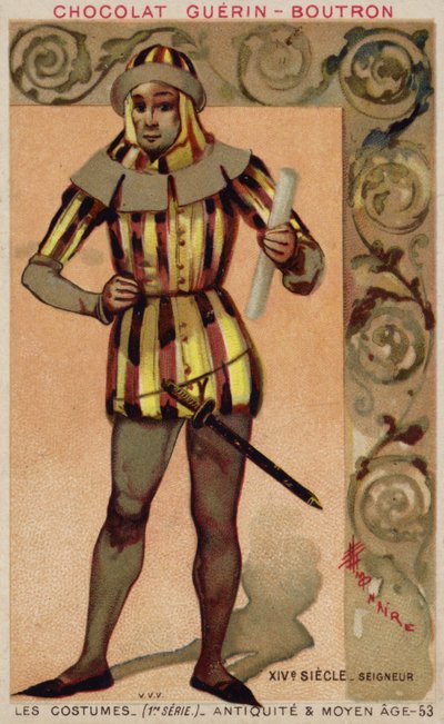 Traje de un señor, siglo XIV de French School